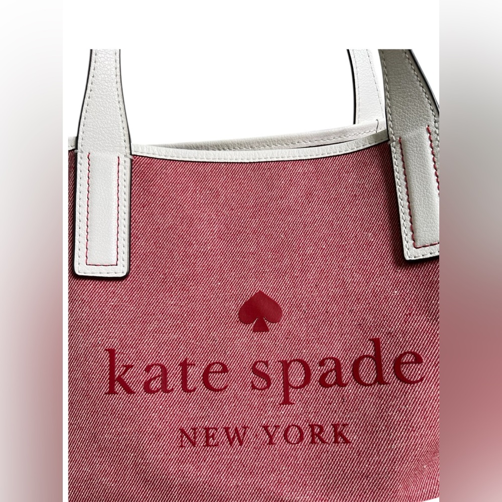 Kate Spade New York Ash Street Logo Tote in Asphalt Red, Triple Compartment - Picture 4 of 14